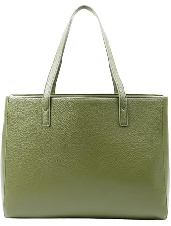 Tommy & Kate GLORIA Spacious Tote Bag for Women Shoulder Laptop Tote Bag Large PU Leather Ladies for Work School Business with Zipped Compartment and Inner Pocket (Olive)