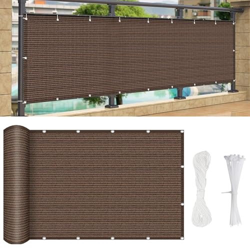 Brise-Vue pour Balcon 250 x 50 cm en Polyéthylène Haute Densité, Brise Vue Balcon Occultant, avec Attaches de Câble, pour Terrasse Jardin, Marron