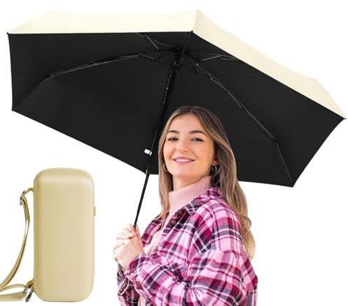 ycezw Outdoor-Sonnenschirm, tragbarer Regenschirm, klein, leicht und klein, mit LSF 50+, wasserdichter Regenschirm, offener Regenschirm, Reise-Regenschirm mit einem Durchmesser von 89,9 cm, gelb,