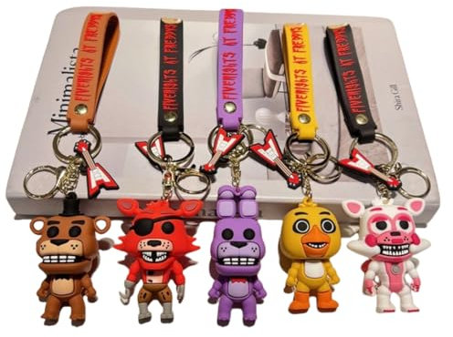 Xingbiyou Lot de 5 porte-clés Anime FNAF pour voiture, sac, Non défini, undefinded