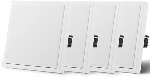 MVAVA Interruptor pared con Mate,Interruptores de luz con Garfio,Basculante Con Gran Panel,Fácil Instalación,1 Gang 1 Vía,4 Paquetes