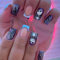 24 Stück Press On Nails - Halloween Nägel Zum Aufkleben - Full Cover Künstliche Fingernägel mit Geist- Fake Nails Kunstnägel mit Nagelkleber für Frauen (Blue & Black Style)