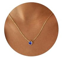 TINGN September Geburtsstein Halskette für Frauen, Saphir Kette 18K Gold Vergoldet Anhänger Halskette Personalisierte Edelstein Kette Schmuck Geburtstag Geschenk für Damen Mädchen