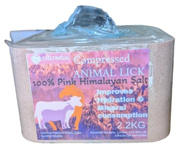Enatingal Himalayan Pink Salt Lick Block 2.2kg Compressed | Natural Mineral Supplement for Horses, Cattle, Goats & Sheep | 84 Trace Minerals | Sourced from Pakistan's Salt Range