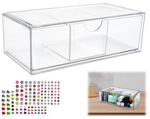 ZFOEFO Porta Dischetti Struccanti Trasparente,Contenitore per Dischetti di Cotone,Organizer da Bagno per Cotton Fioc,Dispenser per Cotton Fioc per Batuffoli Cotone, Cosmetici, Trucco