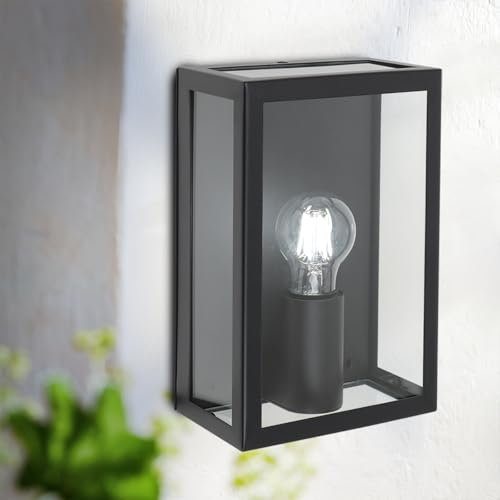 MULANDI 25W Außenwandleuchte E27 Fassung, max. IP65 Außenleuchte Wandlampe für Eingang Korridor Terrasse, Aluminium Druckguss, ohne Leuchtmittel, Anthrazit