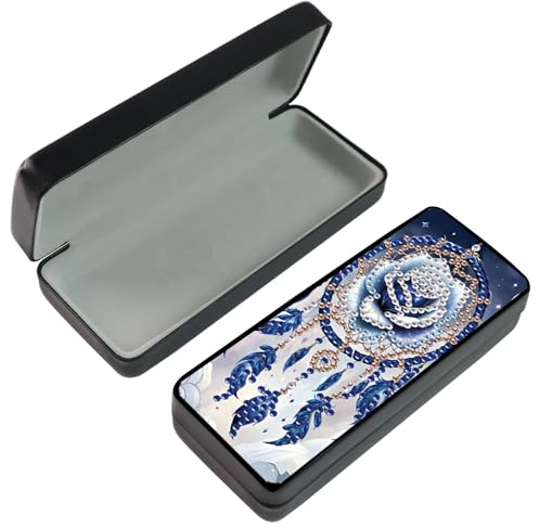 DCIDBEI Diamond Painting Augenbox Brillenglas -Zubehör Diamant Painting Brillen-Organizer Sonnenbrillenetui Hartschalen-Etui Kratzfest Auslaufsicher Leder Augenpflegeset Reise Rosen Traumfänger