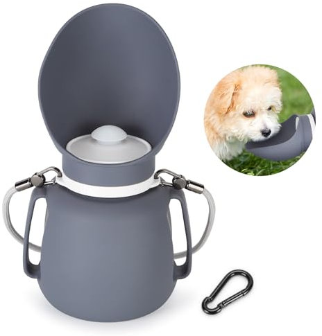 Ownpets Portable Dog Water Bottle 800ml, Food Grade Leakproof Pet Water Dispenser, Dog Cat Travel Drink Bottle Bowl, Pet Outdoor Drinking Cup