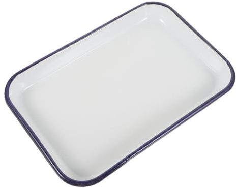 Weißes Emaille Rechtecktablett für Backen und Grillen, Spülmaschinenfest | Einfaches Elegantes Design, Hohe Kapazität, Robust gegen Abnutzung und Verformung, 1 Stück