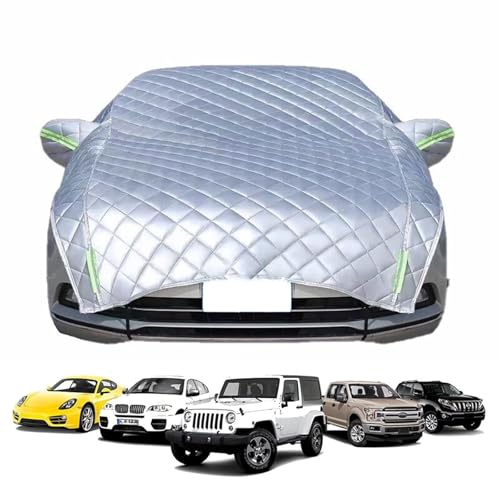 Silber Halbgarage für Seat Leon ST 2017 Wasserdicht & Atmungsaktiv Hagelschutz und Windschutzscheibenschutz Autoabdeckung für Schnee,Regen,Sonne & UV-Schutz,mit Aufbewahrungstasche