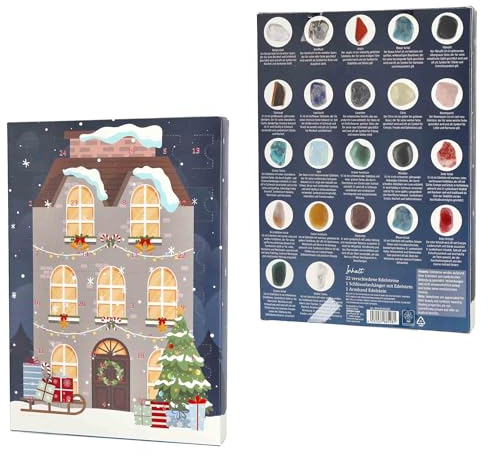 Edelstein Adventskalender Inkl. 22 Edelsteine 1 Schüsselanhänger 1 Armband Advent Weihnachts Kalender