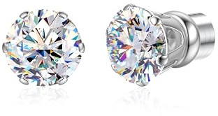 SLLAISS Moissanit Magnet Ohrringe Chirurgenstahl 316L Edelstahl | Medizinische Ohrstecker Fake Piercing Ohrstecker Magnetische Ohrringe für Männer Damen Tragus Piercing Ohr Stecker, 5/6mm