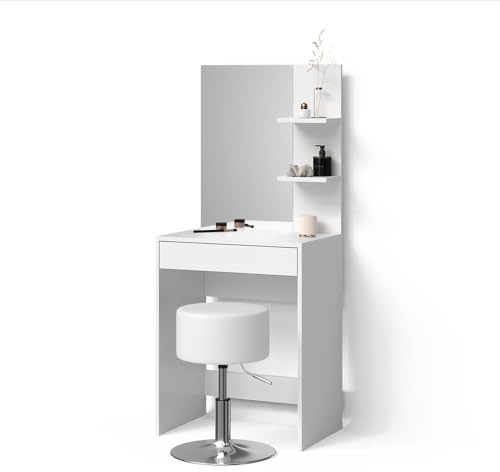 Livinity Schminktisch NOLA, Weiß, 60 cm | mit Hocker