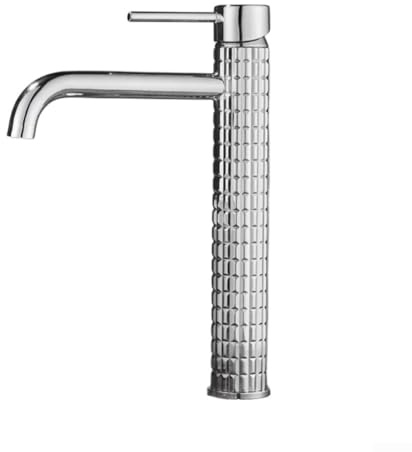 Robinet de lavabo, entièrement en cuivre, minimaliste en relief sculpté, plan de travail chaud et froid pour salle de bain, maison et toilettes (argenté)