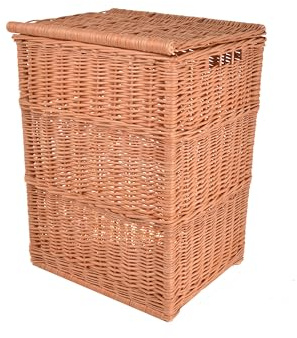 Aqbau Wäschekorb aus Weide mit Deckel 63x48x38 cm eckig XXL | Natürliche Weide, großes XXL Format, Deckel, eckige Form für Bad, Schlafzimmer und Hauswirtschaftsraum