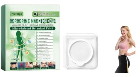Pach para adelgazar Parches corporales 10 en 1 a base de moringa y berberina. Parche para adelgazar, NAD+, parche Nano Microneedle Adelgazar, ingredientes naturales, Invisible bajo la ropa, para
