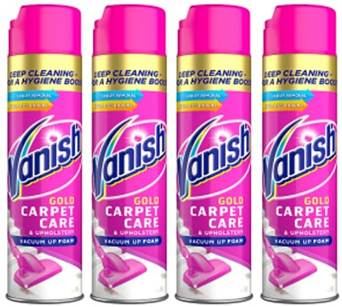 Vanish Oxi Action Upholstery & Carpet Cleaner, Stain Remover Foam for Large Area Cleaning, 600ml| Spring Flowers Fragrance | Cleans and Freshens your Carpet | Pack of 4