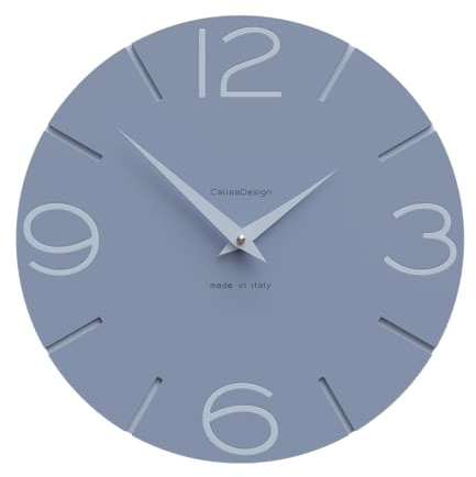 CALLEADESIGN - Smile Wanduhr, handgefertigt Made in Italy, 30 cm, elegant und leise, hohe Qualität, perfekte Geschenkidee [Zuckerpapier und Puderblau].