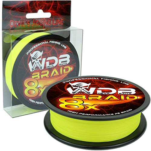 Angel-Berger Wild Devil Baits 8 Braid geflochtene Angelschnur Verschiedene Varianten (Fluo Yellow 150m, 0,08mm)