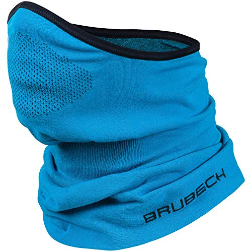 BRUBECK X-Pro Halbe Sturmhaube | Herren | Damen | Klimaregulierend | Gesichtsmaske | Sturmmaske | Funktionskleidung | Atmungsaktiv | Anti-allergisch | Antibakteriell (Blau, L - XL)