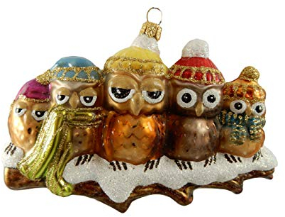 Unbekannt Christbaumkugeln Figur (Eulen Familie 13cm) Weihnachtskugeln Weihnachtsbaumschmuck Christbaumschmuck Deko Glas Weihnachtsbaum