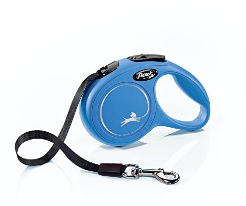 Flexi Klassische einziehbare Hundeleine (Klebeband), ergonomisch, langlebig und verhedderungsfrei, für Hunde, 3 m, Größe XS, Blau