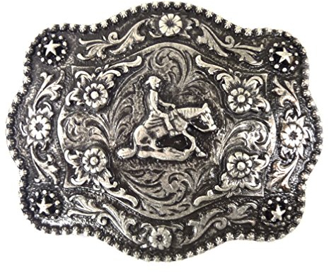 Westernwear-Shop Gürtelschnalle Sliding Stop Silber Gürtelschnalle Gürtelschließe Western Belt Buckle Westerngürtelschnalle Rodeo Vintage Silber