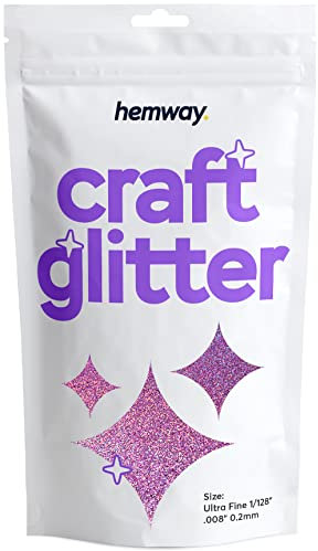 Hemway Craft Glitter - Pink Holographic | Ultrafine Metallic Sequin Flakes for Resin & Epoxy Crafts | Supplies for Tumblers, Cards, Jewellery, Candle, Hair, Face, Body & Nail Art | 100 g