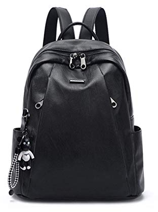 AINUOEY Damen Rucksack Taschen Frauen Elegant Tasche Stadtrucksack Rucksackhandtasche Vintage PU-Leder 76669 1-teilig set Schwarz