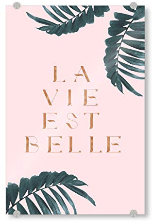 artboxONE Acrylglasbild 150x100 cm Natur La Vie est Belle Rose Gold Edition - Bild Quote French Palm