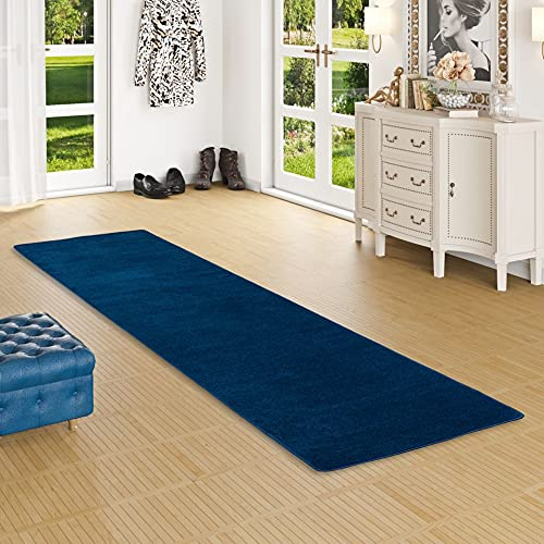 Snapstyle Trend Velours Läufer Teppich Joy Dunkelblau in 9 Größen