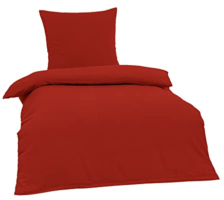 BRIELLE Bettwäsche aus 100% Baumwolle 155 x 220 cm - Bettwäsche-Set Renforce Rot, hohe Qualität, weich, einfarbig mit Öko-Tex-Zertifizierung