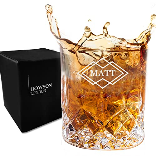 Personalised Whiskey Glass for Men, Engraved Whisky Glasses 7oz/210ml, Custom Whiskey Tumbler Glass, Personalised Gifts for Men, Gift for Groomsmen Best Man Fathers Day Birthday Christmas(Name 1)