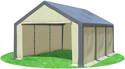 Stabilezelte Partyzelt 4x6m Modular Professional PVC 500 g/m² ohne Fenster GRAU BEIGE