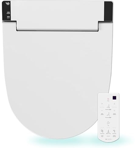 VOVO STYLEMENT VB-6100SR Siège de bidet électronique, Siège chauffant, Eau chaude et sèche, Veilleuse LED, Siège de toilette bidet monobloc, Rond, Fabriqué en Corée – Blanc