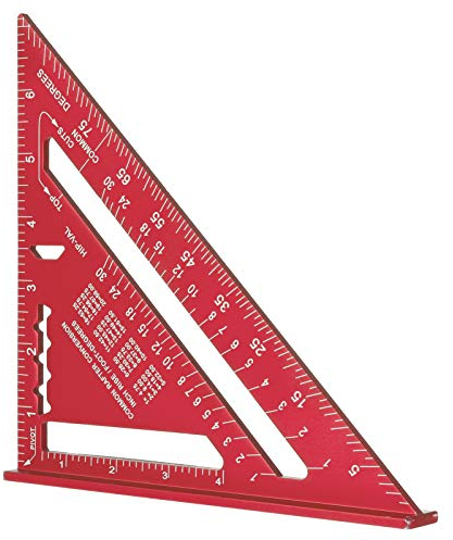 7-Zoll-Dreieckiges Lineal, Dreieckslineal, Hohe Präzision Aluminium-Legierung, Dreieckslineal, Layout-Messwerkzeug für Ingenieure, Schreiner (Imperial, Rotes)