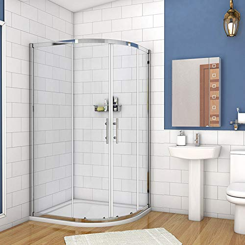 900x800x1850mm Left Quadrant Shower Enclosure Cubicle 6mm Glass Sliding Door with Shower Tray Free Waste