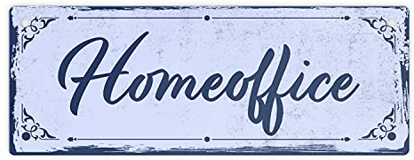 Metallschild mit schönem Design - Homeoffice im rustikalen Stil in Blau Für das Arbeitszimmer im Homeoffice damit keine Kinder in dein Büro kommen und bei einem wichtigen