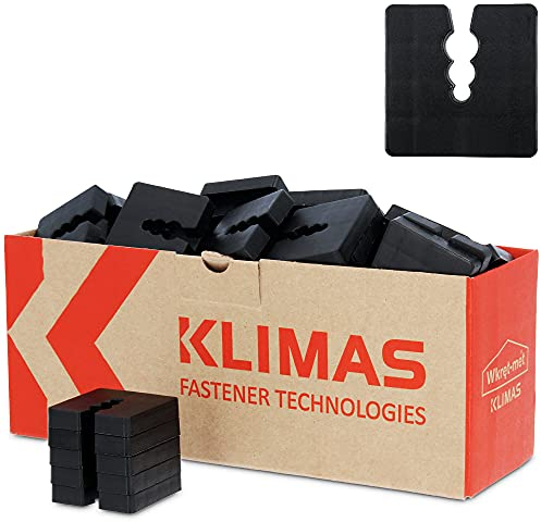 KLIMAS® Abstandshalter Kunststoff 10mm 50 Stück Distanzscheiben Set Schwarz | Sockelprofile Sockelschiene Ausgleichstück Distanzstück für Universal-Dübel mit 3 Durchmesser Ø 6/8/10 mm PE Abstandhalter