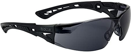 Bollé Safety Standard Issue, RUSH+ Eye Protection for Military, Tactical and First Responders with Platinum Anti-Fog Coating, Matte Black Frame/Smoke lenses