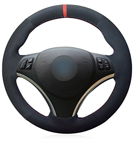 MEWANT Auto Lenkradbezug für E90 320i 325i 330i 335i E87 120i 130i aus Suede Lenkradhülle Hand Nähen