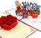 FONBAY 2 Stück 3D Pop Up Grußkarten,Geburtstagskarte mit Umschlag Geburtstag Karten mit Rote Rosen Glückwunschkarte für Familie,Frauen,Mann,Mutter,Freunde