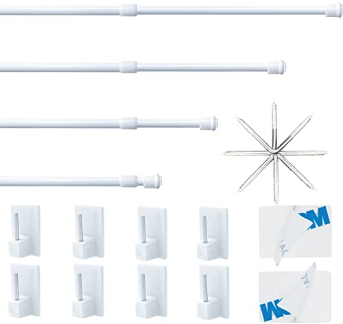 4 Stücks Klein Klemmstange 60-90cm, Stange ohne Bohren, Gardinenstange Klemmbar für Küche, Schränke, DIY-Projekte (45-60CM,Φ7.8&10mm)