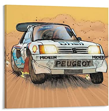 Auto-Poster, Wrc, Rallye-Poster, dekoratives Gemälde, Leinwand, Wandkunst, Wohnzimmer, Schlafzimmer, Gemälde, 70 x 70 cm