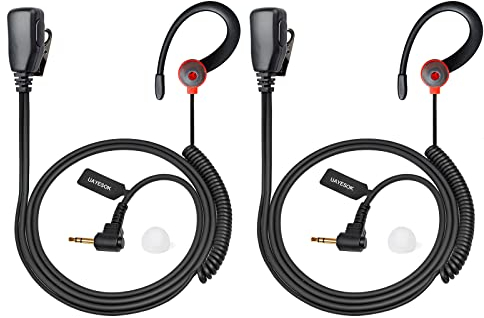 UAYESOK Walkie Talkie Auricolare 1 Pin, 2,5 mm Jack Radio Headset G Shape Sicurezza Auricolare per motorola Talkabout TLKR T92 H20 PMR446 T60 T80 T82 XT180 Radio bidirezionale con PTT Mic (2 pezzi)
