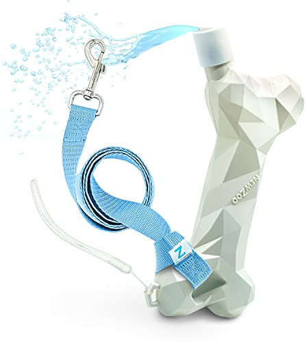 NEW ZOO - Botella para Limpiar el PIS de los Perros - Correa Nylon de 1,2m - Cinta de Seguridad Silicona - Botella Higienizante Pipi Perros Portátil - 340ml (Azul Celeste)