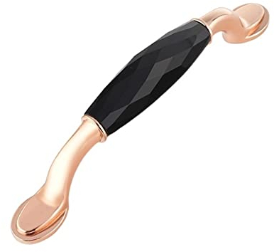 MOBEBI knob, Handle, Door Hardware,96/128mm Rose Gold Furniture Cabinet Handles Zinc Alloy K9 Crystal Handles Kitchen Cupboard Pulls Drawer Knobs Hardware Handle (Color : 40mm) (Color : 128mm Black)