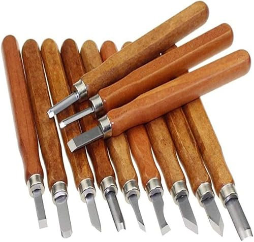 OITTo Manche en Bois 12 pièces Outils de Scalpel Outils de Sculpture sur Bois Ensemble Cutter Couteau à découper sur Bois Trousse d'outils à Main, Acier à Haute teneur en Carbone