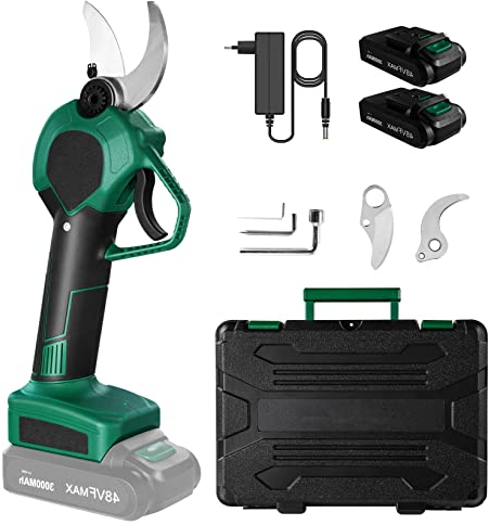 NAIZY Akku Astschere Elektrische Gartenschere mit 2 PCS Wiederaufladbarer 3000mAh Akku Baum Astschere, MAX 40mm Schnittdurchmesser Tragbare Schnittschere für Gärten Äste Blumenbeete
