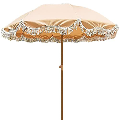 HZSCL Dunkel Curry Quaste Sonnenschirm-180cm-Klappbare Sonnenschirm Markt Tisch Sonnenschirm Im Freien Strand Sonnenschirm-Garten Terrasse Balkon Camping Pool (keine Basis)